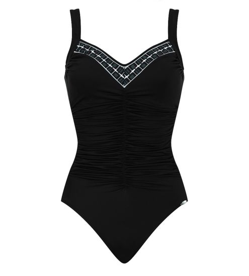 Maillot de bain une pièce froncé noir
