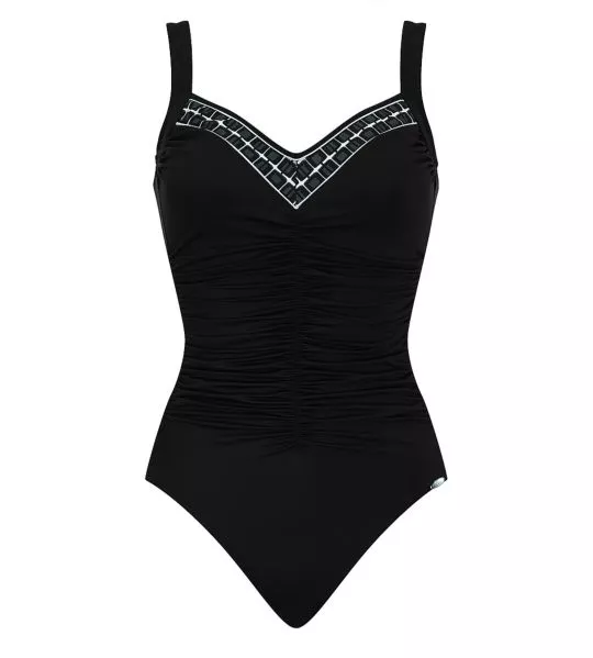 Maillot de bain une pièce froncé noir