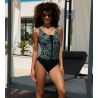 Maillot de bain une pièce imprimé pour prothèses noir