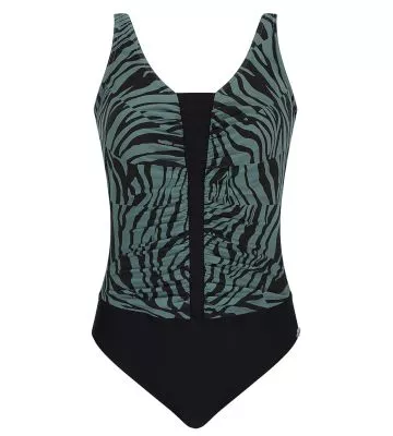Maillot de bain une pièce imprimé pour prothèses noir