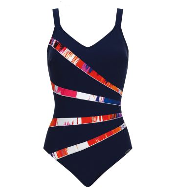 Maillot de bain Shape bleu marine avec bandes multicolores
