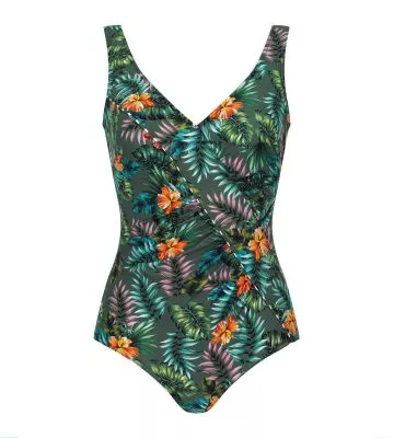 Maillot de bain une pièce fleuri kaki