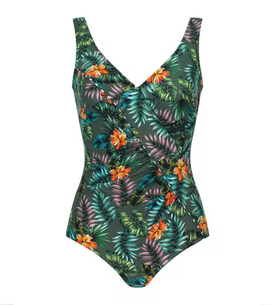 Maillot de bain une pièce fleuri kaki