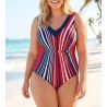 Maillot de bain 1 pièce à rayures bleu et rouge