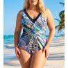 Maillot de bain une piece imprimé géométrique Noir