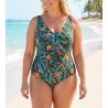 Maillot de bain une pièce fleuri kaki