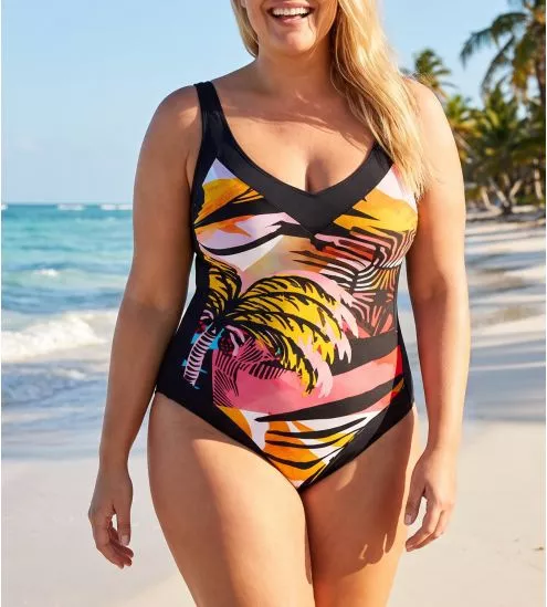 Maillot de bain une pièce imprimé zèbre tropical noir