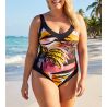 Maillot de bain une pièce imprimé zèbre tropical noir