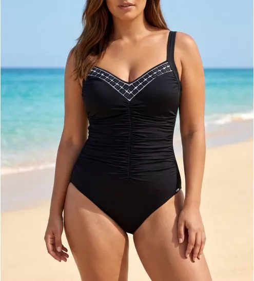 Maillot de bain une pièce froncé noir