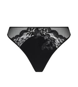 String Cuir Sexy Noir Argent