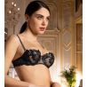 Soutien gorge corbeille Cuir Sexy Noir Argent