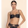 Soutien gorge corbeille Cuir Sexy Noir Argent