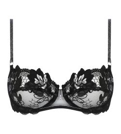 Soutien gorge corbeille Cuir Sexy Noir Argent