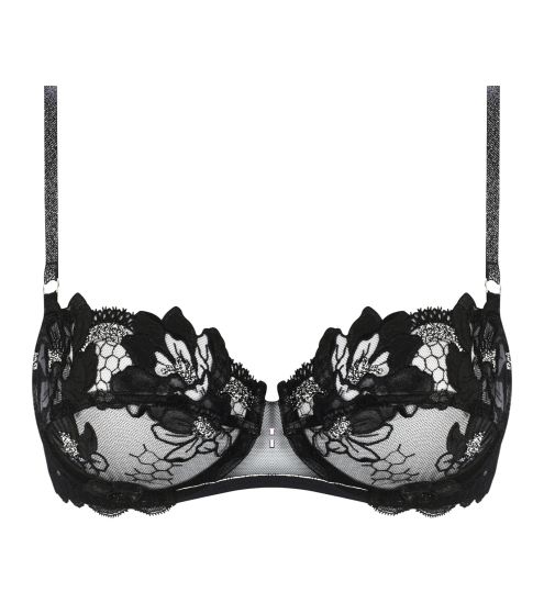 Soutien gorge corbeille Cuir Sexy Noir Argent