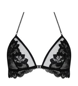 Soutien gorge triangle Cuir Sexy Noir Argent