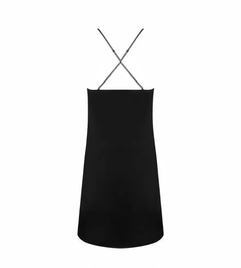Nuisette en soie Cuir Sexy Noir Argent
