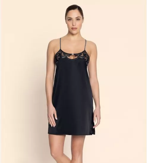 Silk chemise Cuir Sexy Noir...