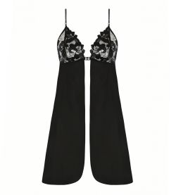 Babydoll en soie Cuir Sexy Noir Argent