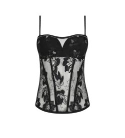 Bustier Cuir Sexy Noir Argent