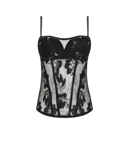 Bustier Cuir Sexy Noir Argent
