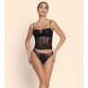 Bustier Cuir Sexy Noir Argent