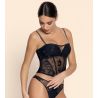 Bustier Cuir Sexy Noir Argent