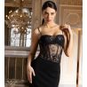 Bustier Cuir Sexy Noir Argent