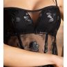 Bustier Cuir Sexy Noir Argent