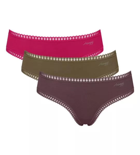 Lot de 3 Shorty Hipster Go Crush Rose/Kaki/Brun