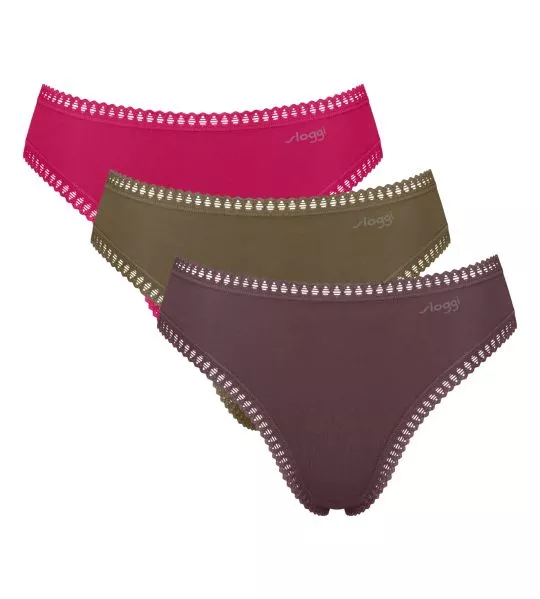 Lot de 3 High Leg Go Crush Rose/Kaki/Brun