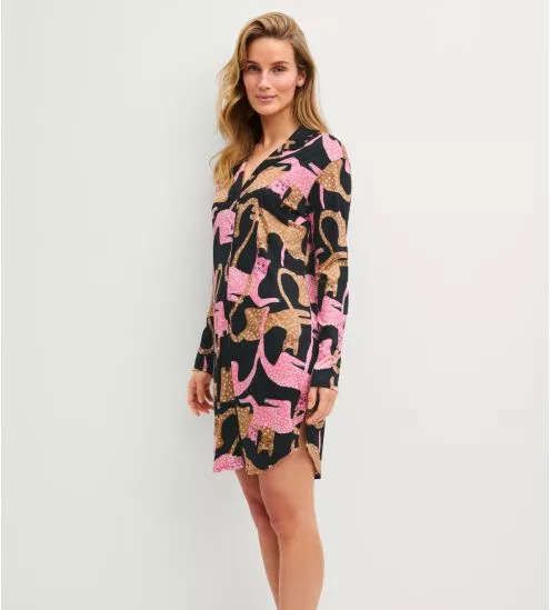 Long-sleeved cat-print...