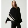 Poncho en laine merinos noir