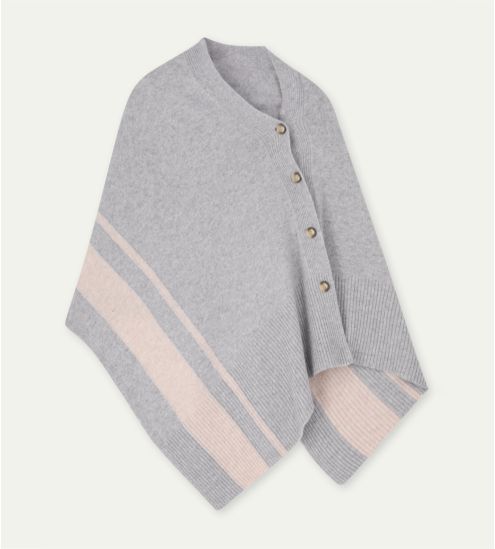 Poncho en laine merinos gris