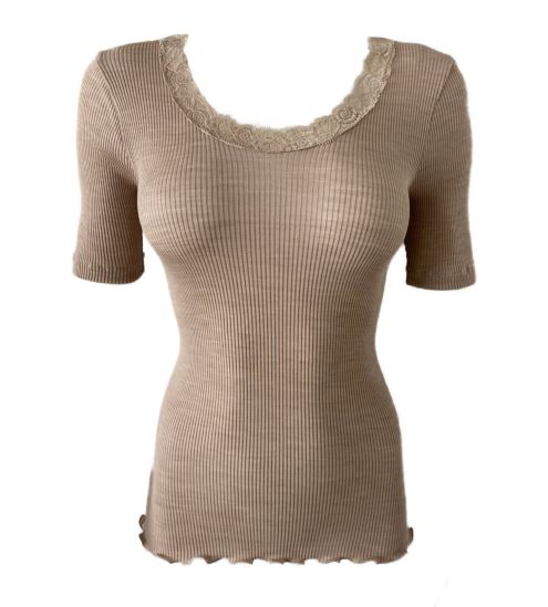 Top à manches courtes Laine & Soie Beige