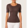 Top à manches courtes Laine & Soie Taupe