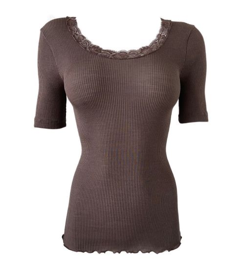 Top à manches courtes Laine & Soie Taupe