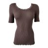 Top à manches courtes Laine & Soie Taupe