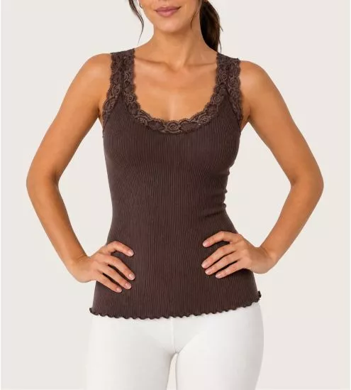 Top sans manches Laine & Soie Taupe
