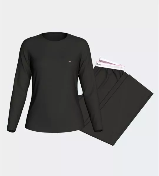 Pyjama long noir pour femme