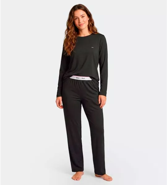 Pyjama long noir pour femme
