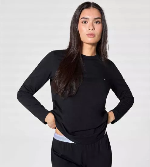 Pyjama long noir pour femme