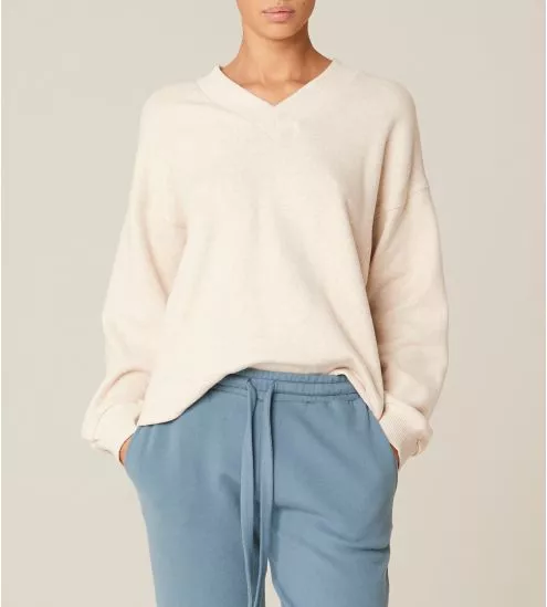 Pull en coton beige chiné PAESLEY