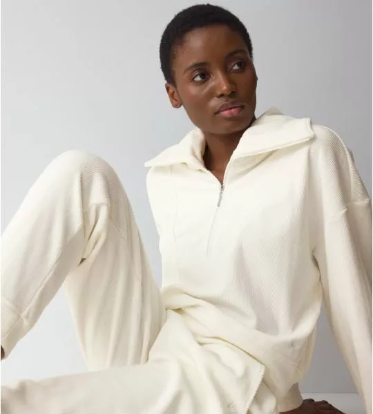 Pull en velours côtelé Silk White