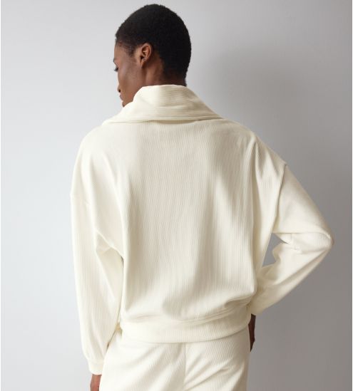 Pull en velours côtelé Silk White