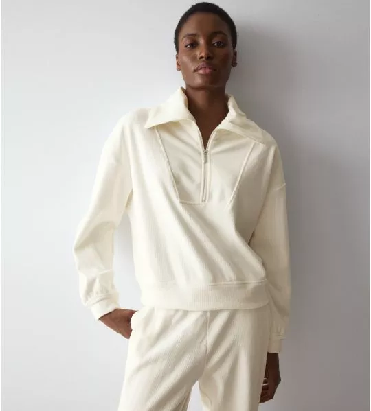 Pull en velours côtelé Silk White