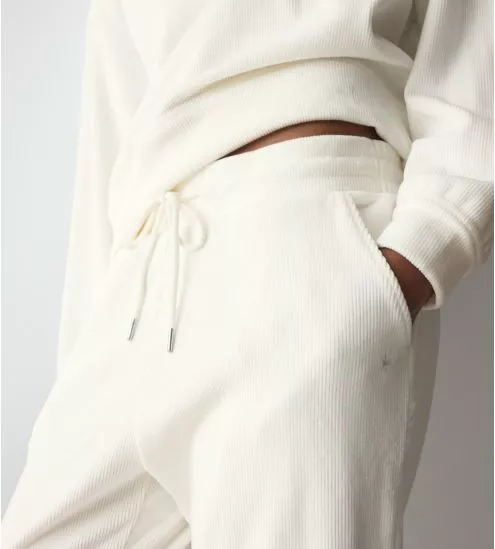 Pantalon en velours côtelé Silk White