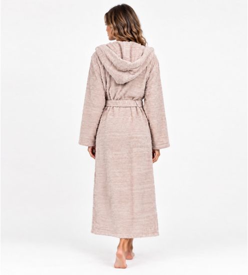 Peingoir à capuche 100% coton Beige