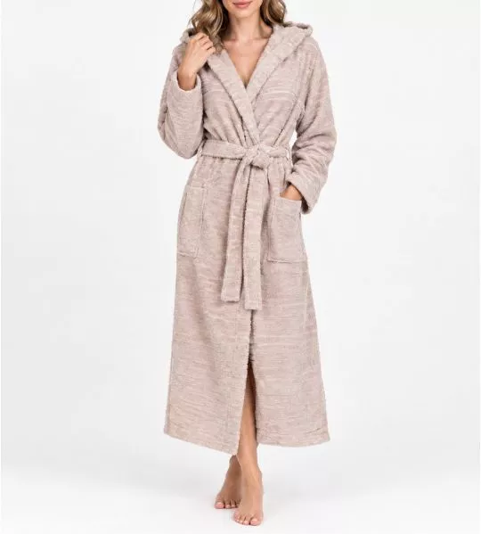 Peingoir à capuche 100% coton Beige