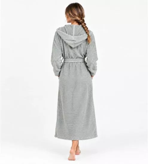 Peignoir à capuche 100% coton éponge Light Grey