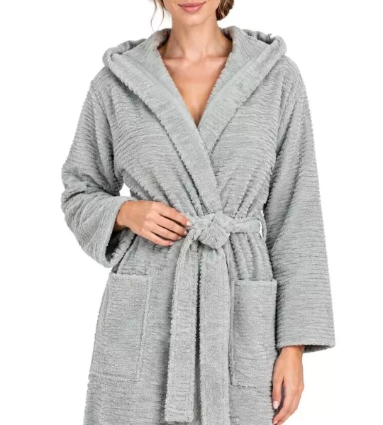 Peignoir à capuche 100% coton éponge Light Grey